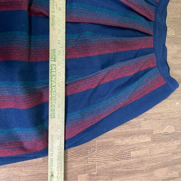 Vintage 70s Pendleton Blue Red Turquoise Plaid Stripe‎ Wool Midi Skirt 12 - Picture 4 of 11